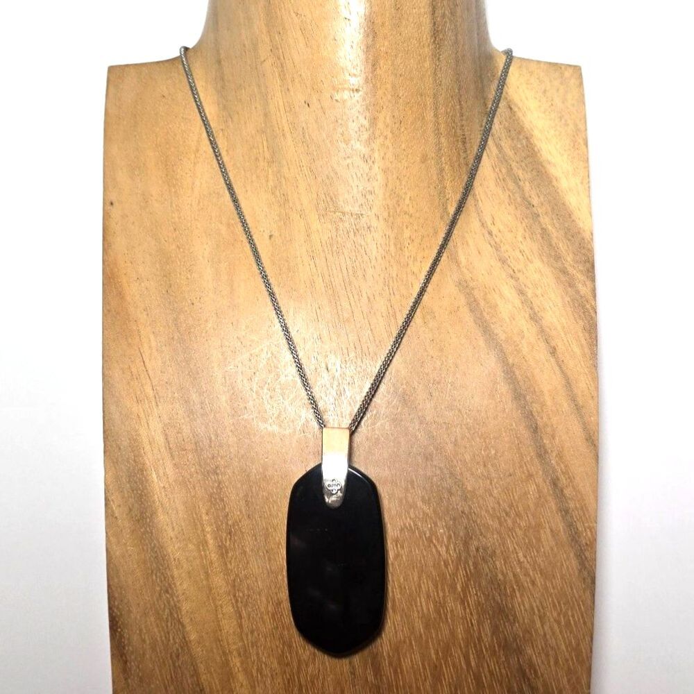 Kendra Scott Inez Onyx Black Silver Rhodium Plated Adjustable Necklace